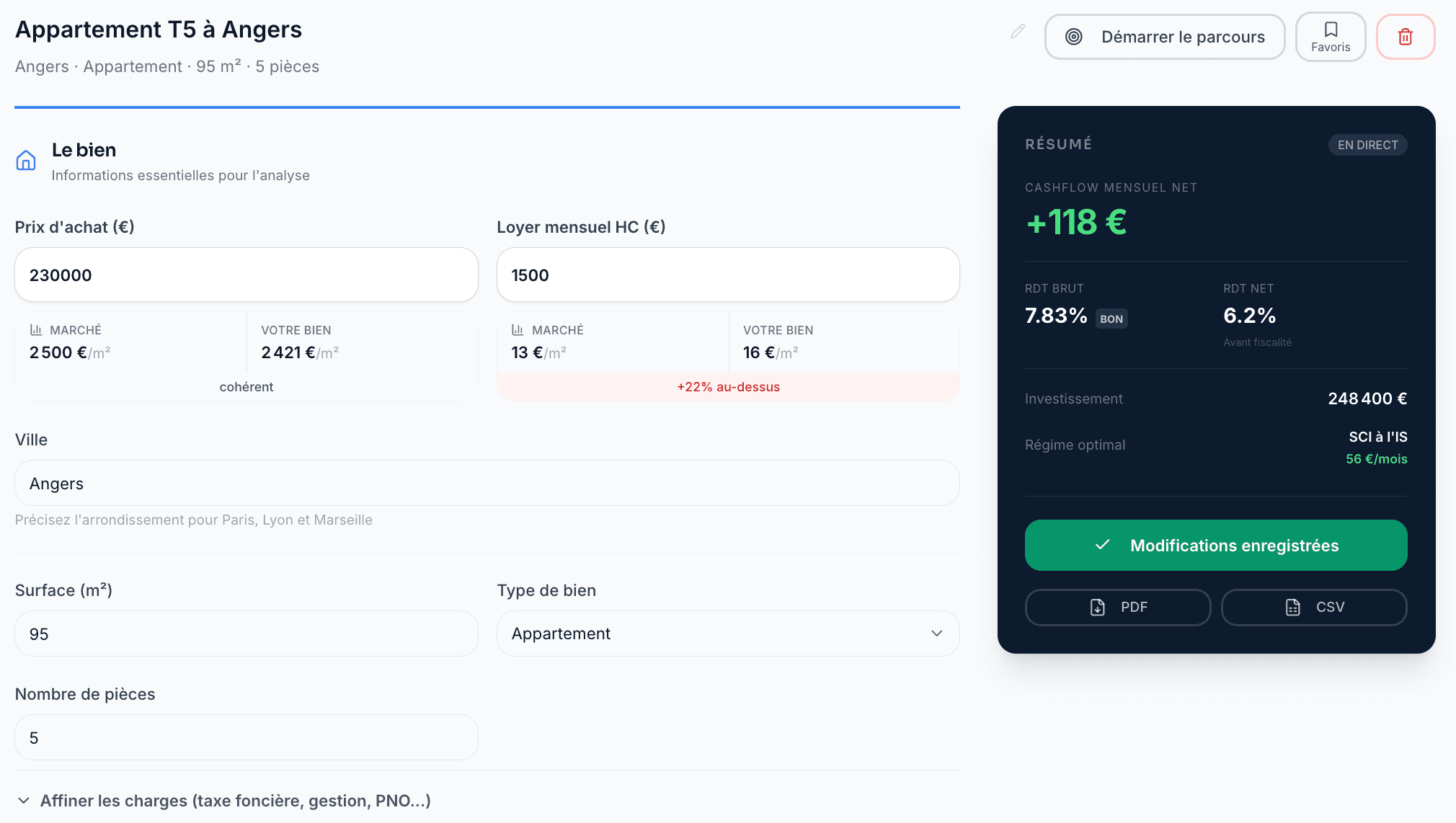 Formulaire de saisie du bien Imorenta